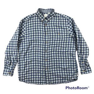 ROWM Men's Size XL Button Down Long Sleeve Shirt Blue Gingham